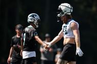 Bryce Young and Hayden Hurts during Carolina Panthers training camp